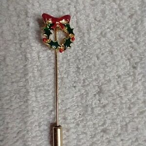 Christmas wreath pin goldtone approx. 2.5
